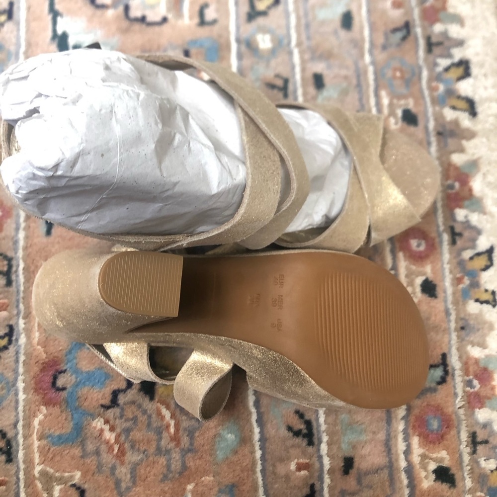 Gold Klub Nico block heel shoes 9M Neiman Marcus